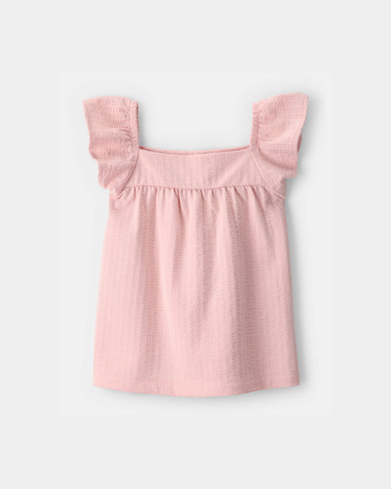 Tout-petit fille - Haut &agrave; manches volant&eacute;es en seersucker - Rose, image 1 sur 2 diapositives