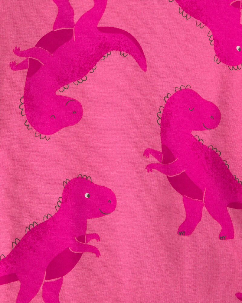 Baby Girl 4-Piece Dino Heart Cotton Snug Fit Pyjama Set - Pink, image 3 of 4 slides