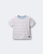 Toddler Relaxed Tee in Stripes- Blue/Purple, image 2 of 6 slides