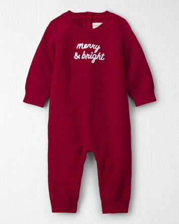 Baby Organic Cotton 'Merry & Bright' Sweater Knit Jumpsuit, 
