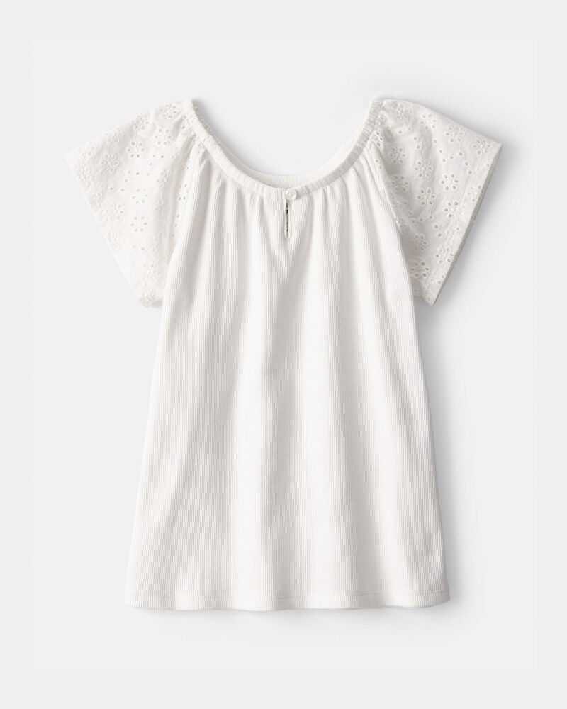 Girls Eyelet Top - White, image 1 of 3 slides