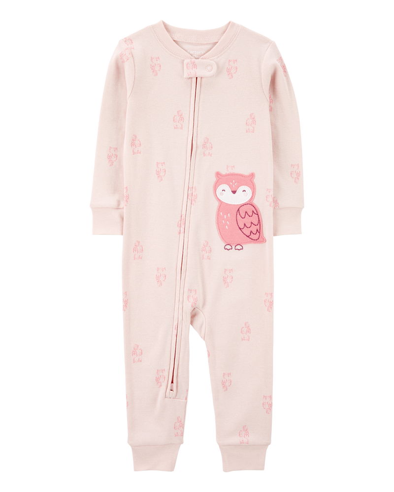Baby 1-Piece Owl Print 100% Snug Fit Cotton Footless Pyjamas, image 1 of 4 slides