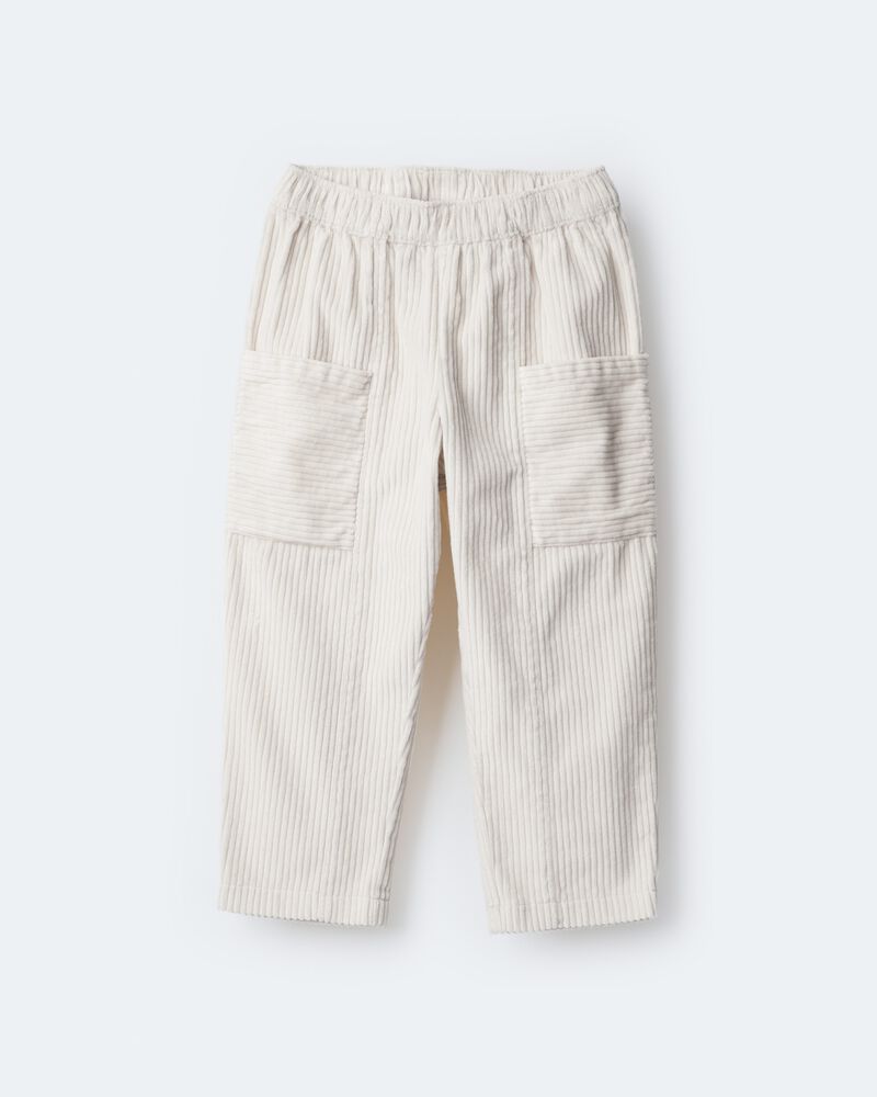 Toddler Boy Corduroy Pocket Pant - Cream, image 2 of 9 slides
