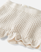 Bébé fille - Ensemble 2 pièces en tricot crochet en coton biologique - Crème, image 2 sur 4 diapositives
