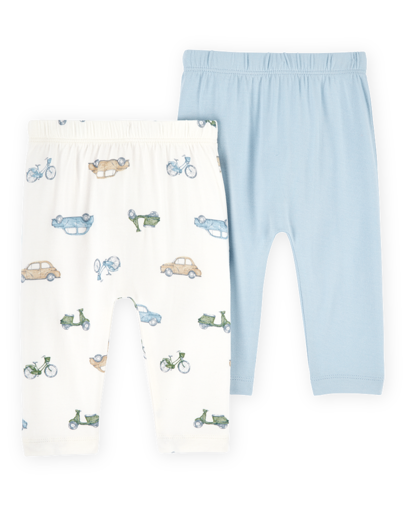 Bébé garçon - Emballage de 2 pantalons à enfiler PurelySoft - Bleu/Ivoire, image 2 sur 7 diapositives