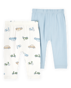 Bébé garçon - Emballage de 2 pantalons à enfiler PurelySoft - Bleu/Ivoire, image 2 sur 7 diapositives