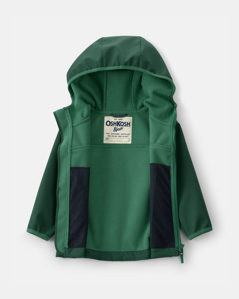 Toddler Boy Water-Activated Rain Jacket- Green, image 2 of 4 slides