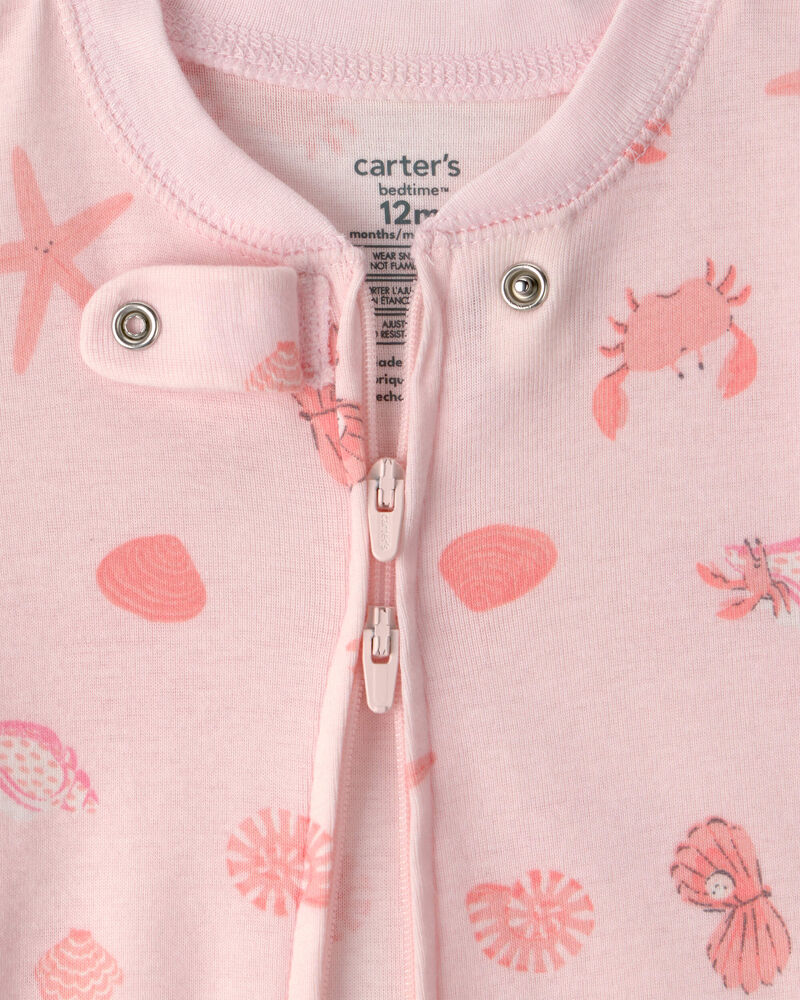 Baby Girl Seashell 100% Cotton Snug Fit 1-Piece pyjama - Pink, image 2 of 5 slides