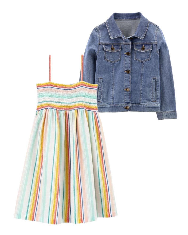 Multi Kid 2 Piece Dress Denim Jacket Set Carter s Oshkosh Canada