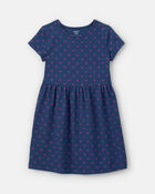 Filles - Robe manches courtes &agrave; motif n&oelig;ud - Bleu marine, image 1 sur 3 diapositives