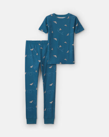 Gar&ccedil;ons - Pyjama 2 pi&egrave;ces en 100&nbsp;% coton &agrave; motif d&rsquo;avions en papier - Bleu marine, 
