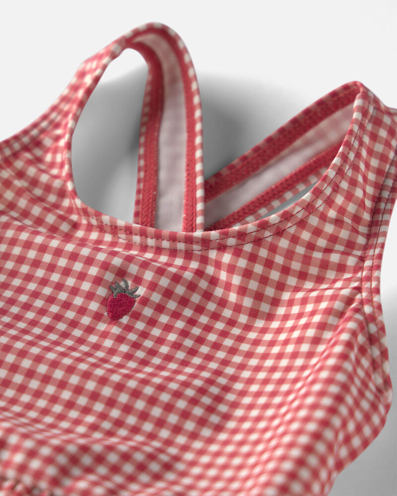 Baby Girl Recycled Swimsuit in Red Gingham, image 4 of 6 slides