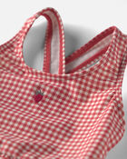 Baby Girl Recycled Swimsuit in Red Gingham, image 4 of 6 slides