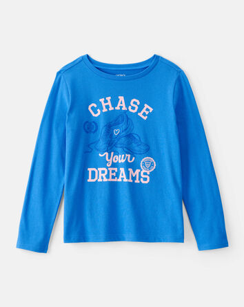 Filles - T-shirt &agrave; manches longues &agrave; imprim&eacute; &laquo;Chase Your Dreams&raquo; - Bleu, 