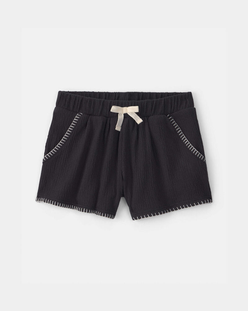 Toddler Girl Contrast Trim Shorts - Black, image 1 of 7 slides
