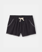 Toddler Girl Contrast Trim Shorts - Black, image 1 of 7 slides