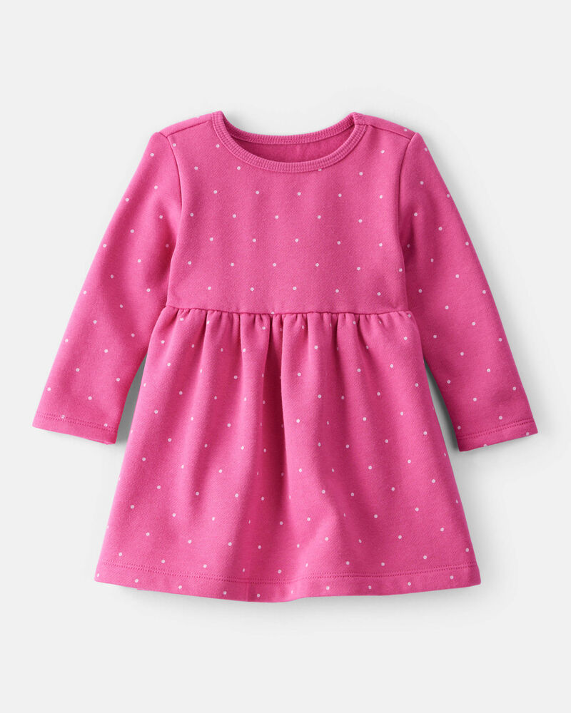 Baby Girl DayDream Fleece Polka Dot Knit Dress - Pink, image 1 of 4 slides