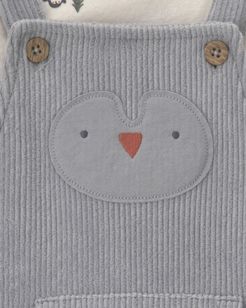 B&eacute;b&eacute; gar&ccedil;on - Ensemble 2 pi&egrave;ces salopette et manches longues &agrave; motif pingouin &ndash; Gris/Cr&egrave;me, image 4 sur 5 diapositives