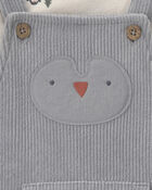 B&eacute;b&eacute; gar&ccedil;on - Ensemble 2 pi&egrave;ces salopette et manches longues &agrave; motif pingouin &ndash; Gris/Cr&egrave;me, image 4 sur 5 diapositives