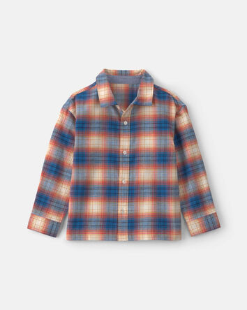 Boys Plaid Flannel Button-Down Shirt, 