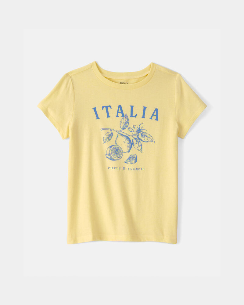 Girls Italia Lemon Graphic Tee - Yellow, image 1 of 3 slides