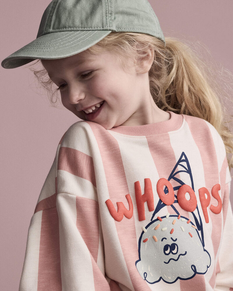 Toddler Whoops' Striped Ice Cream Dolman-Sleeve Sweatshirt - Peach, image 4 of 6 slides