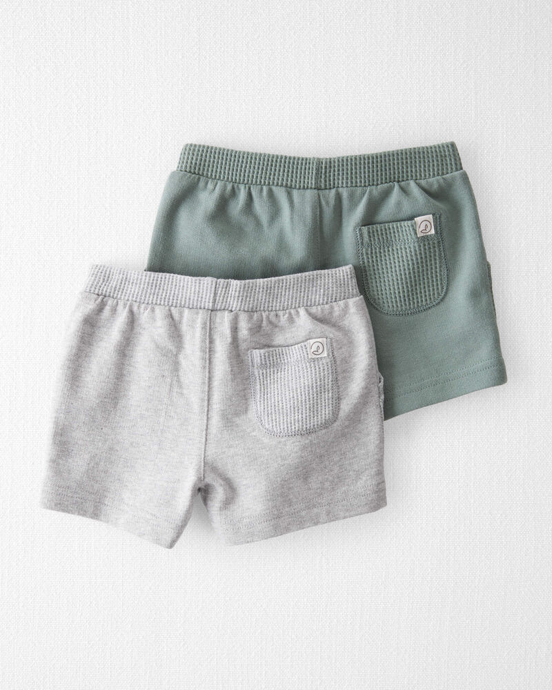 Baby 2-Pack Organic Cotton Waffle Knit Shorts, image 2 of 4 slides