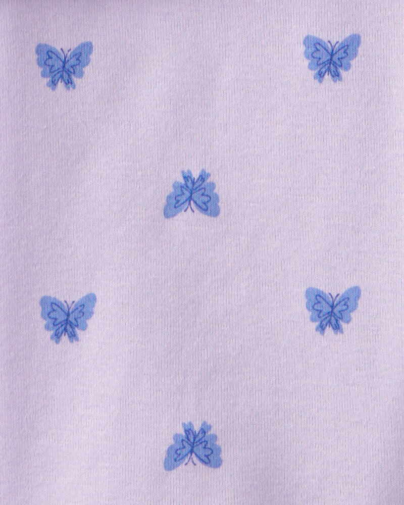 Filles - Ensemble 4 pi&egrave;ces de pyjamas ajust&eacute;s &agrave; manches courtes en 100 % coton, papillons et fleurs - Mauve , image 4 sur 4 diapositives