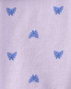 Filles - Ensemble 4 pi&egrave;ces de pyjamas ajust&eacute;s &agrave; manches courtes en 100 % coton, papillons et fleurs - Mauve , image 4 sur 4 diapositives
