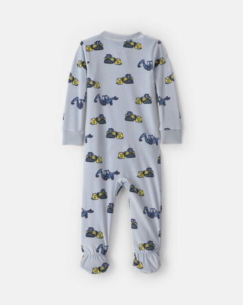 Baby Boy 1-Piece Construction 2-Way Zip DreamPlush Snug Fit Footed Pyjama - Blue, 