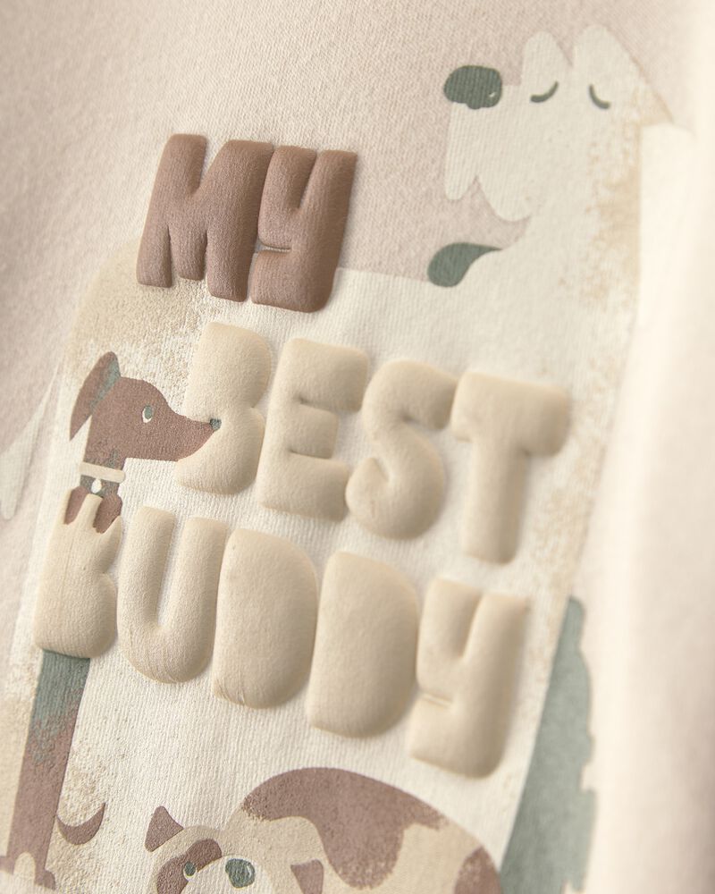Toddler Boy 2-Piece 'My Best Friend' Dog Fleece Top & Pant Set - Cream/Brown, image 3 of 6 slides