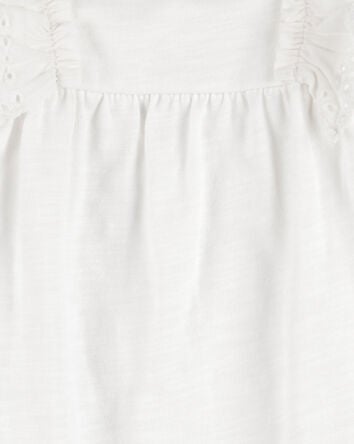 Baby 2-Piece Eyelet Flutter Bodysuit Pant Set - White/Blue, 