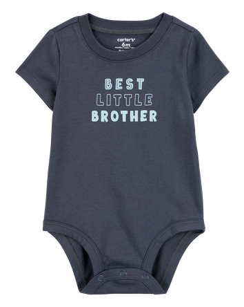 Baby Best Little Brother Short-Sleeve Bodysuit - Blue, 
