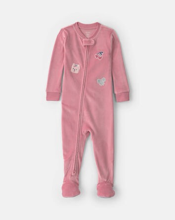 Baby Girl 1-Piece Icon 2-Way Zip DreamPlush Snug Fit Footed Pyjama - Pink, 