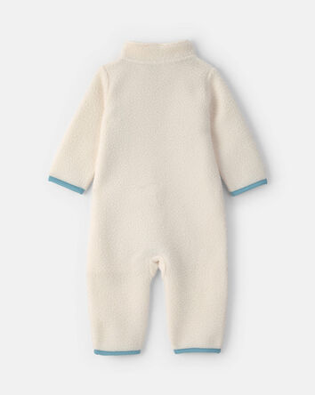 B&eacute;b&eacute; gar&ccedil;on - Combinaison manches longues en molleton aux couleurs contrast&eacute;es &ndash; Cr&egrave;me/Bleu, 