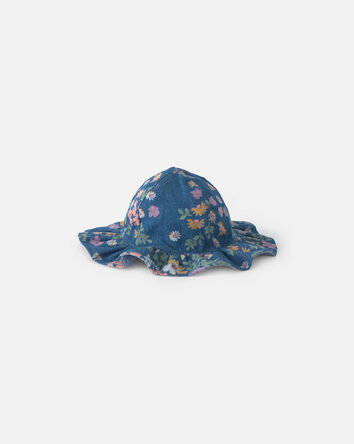 Baby Girl Floral Chambray Bucket Hat, 