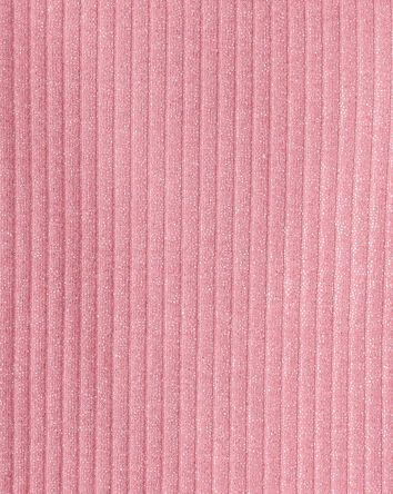 Baby Girl Shimmer Rib Mock Neck Top - Pink, 