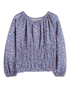 Kid Floral Print Smocked Top, image 1 of 3 slides