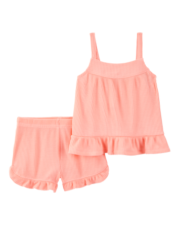Toddler Girl Solid Loose Fit 2-Piece Pyjamas - Coral, 