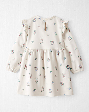 Toddler Girl Organic Cotton French Terry Dress in Berry Blossom Print, 
