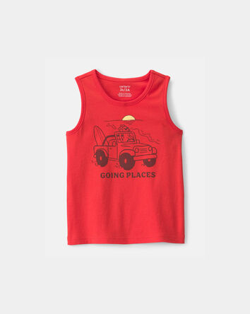 Toddler 'Going Places' Beach Graphic Tank - Orange, 