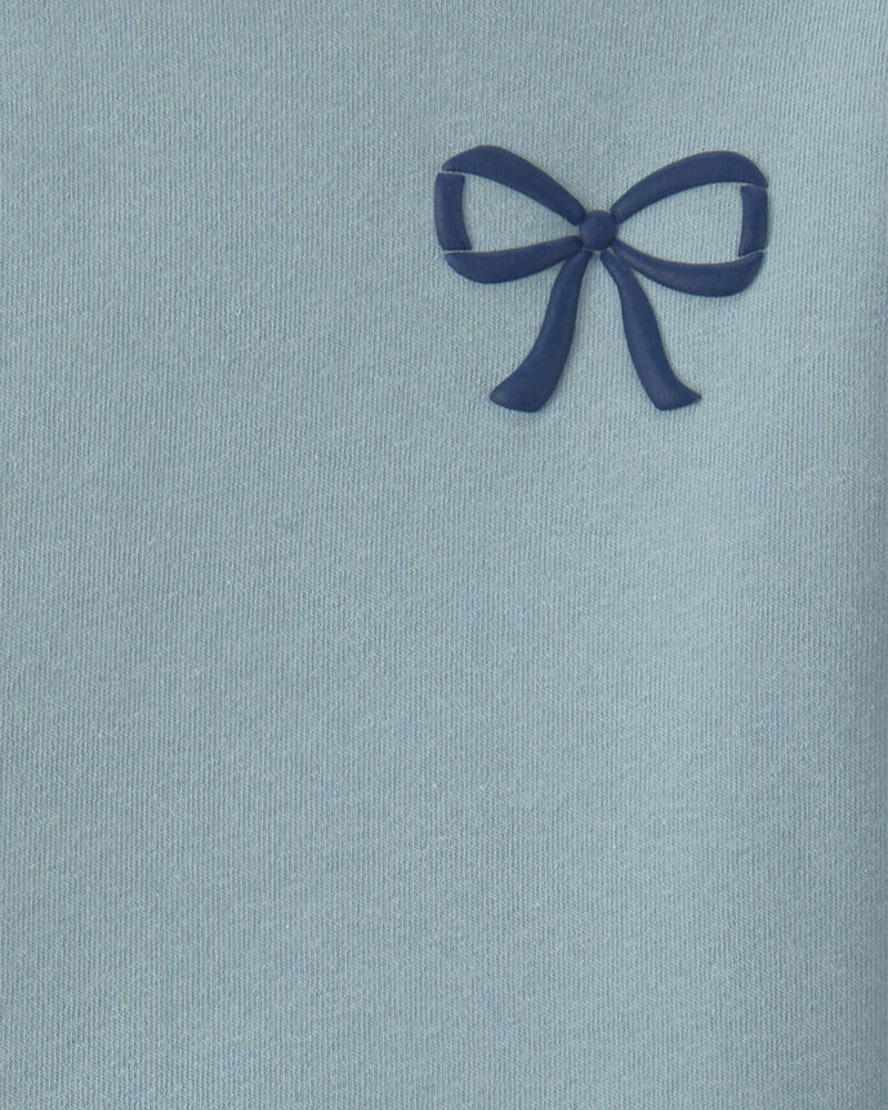 Girls 2-Piece Bow Fleece Pullover & Pant Set &ndash; Blue/Grey, image 3 of 6 slides