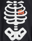 Bébé Pyjama 2 pièces en coton ajusté à motif de squelette d'Halloween qui brille , image 4 sur 5 diapositives