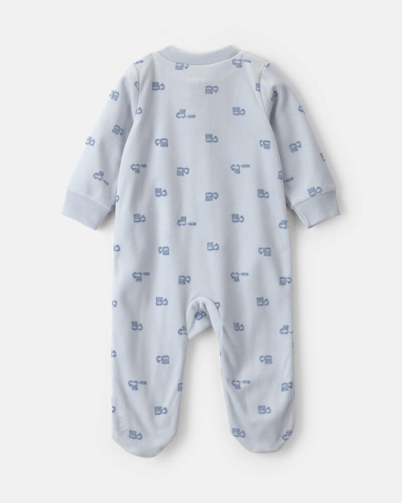 Baby Boy 'Baby Brother' Fleece 2-Way Zip Sleepers - Blue, image 2 of 5 slides