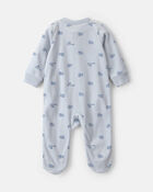 Baby Boy 'Baby Brother' Fleece 2-Way Zip Sleepers - Blue, image 2 of 5 slides