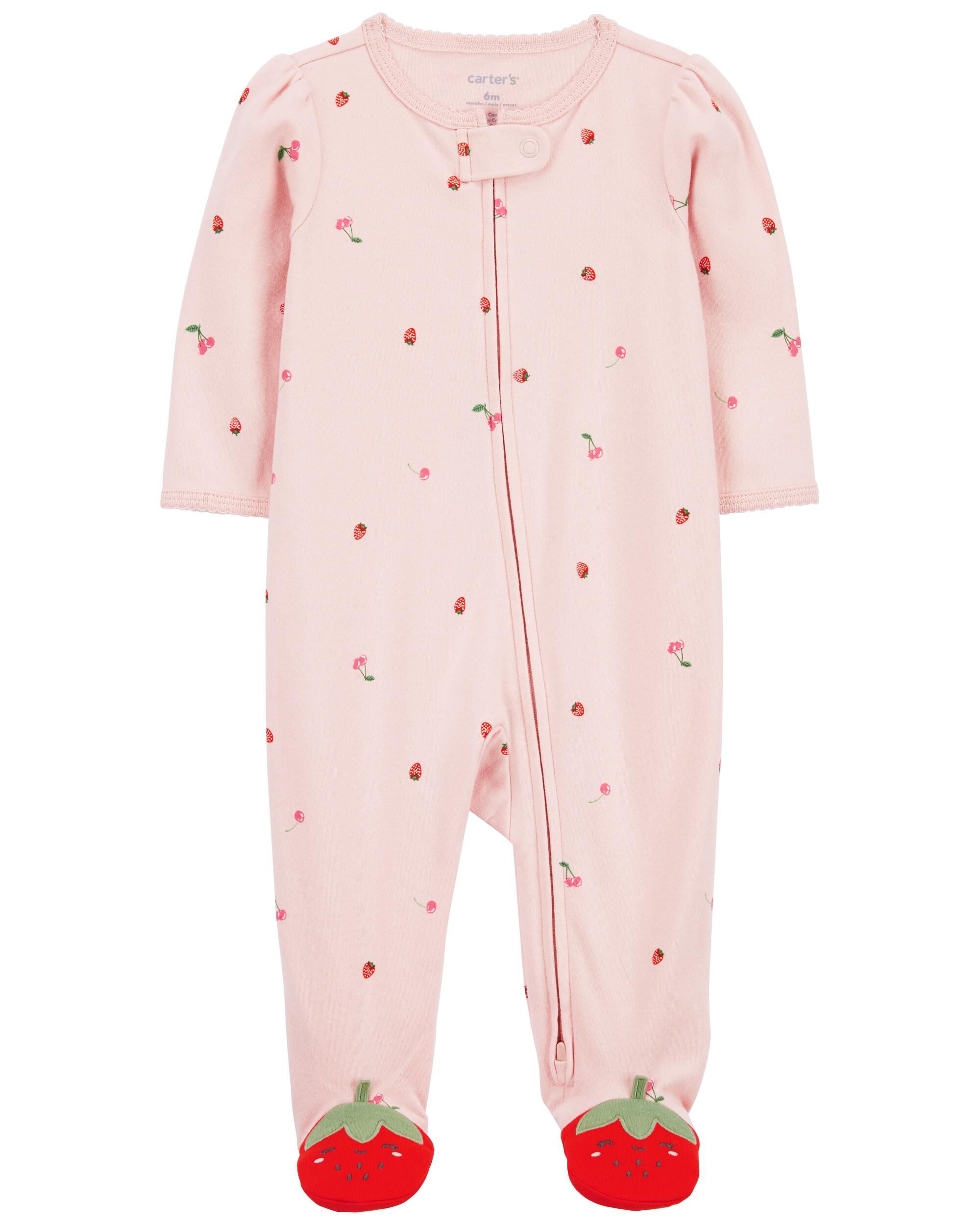 Baby Strawberry Snap Up Cotton Sleeper Pyjamas