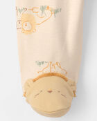 Baby Lion 100% Cotton 2-Way Zip Sleeper - Cream, image 4 of 5 slides