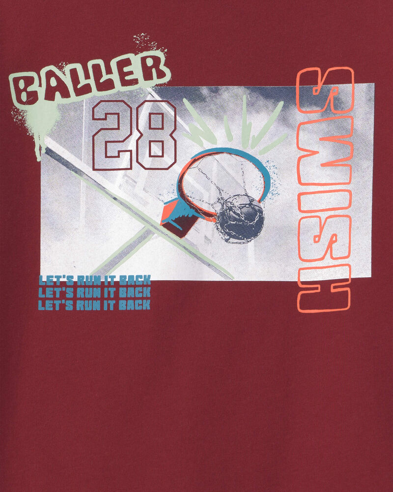 Boys Basketball Long-Sleeve Graphic Tee - Red, image 2 of 3 slides