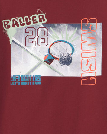 Boys Basketball Long-Sleeve Graphic Tee - Red, 