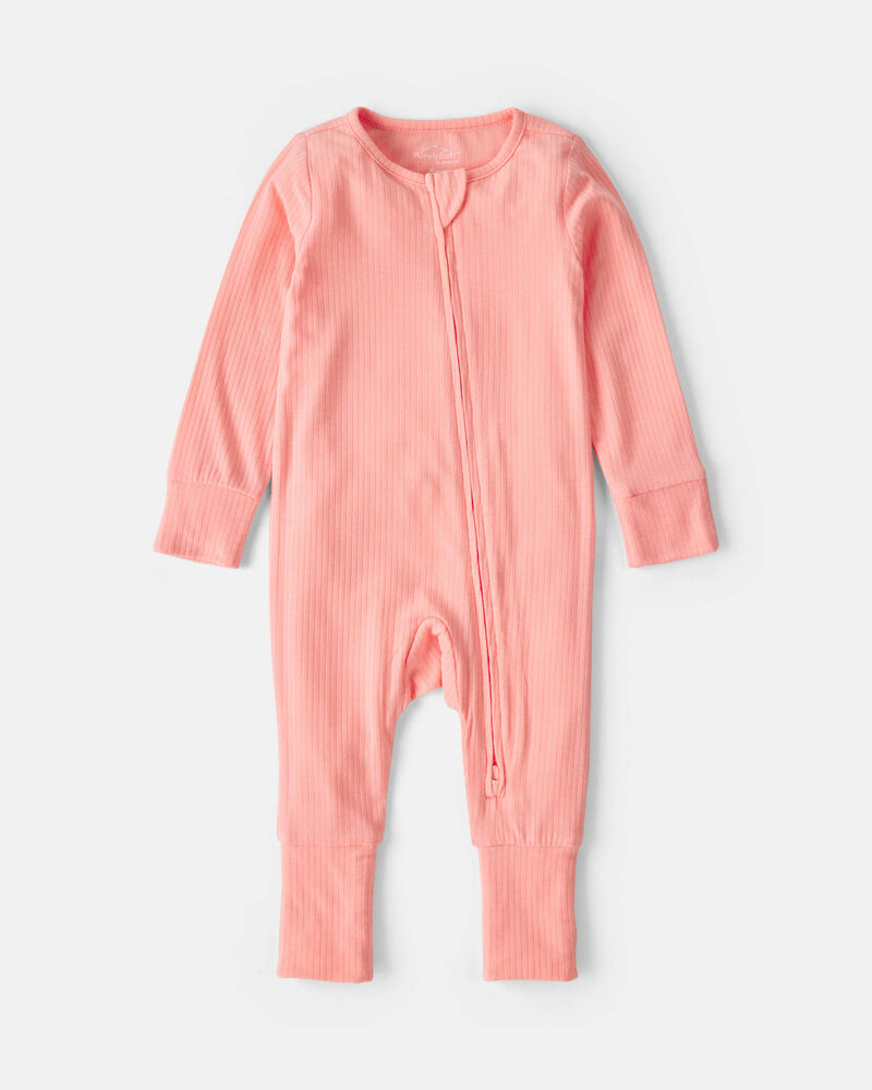 Baby Girl PurelySoft&trade; 2-Way Zip Sleeper - Coral, image 2 of 9 slides